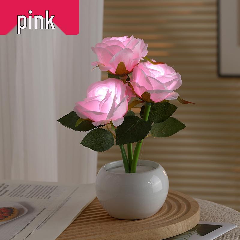 Cross-Border Rose Night Light: Birthday Gift & Bedside Floral Lamp розовый