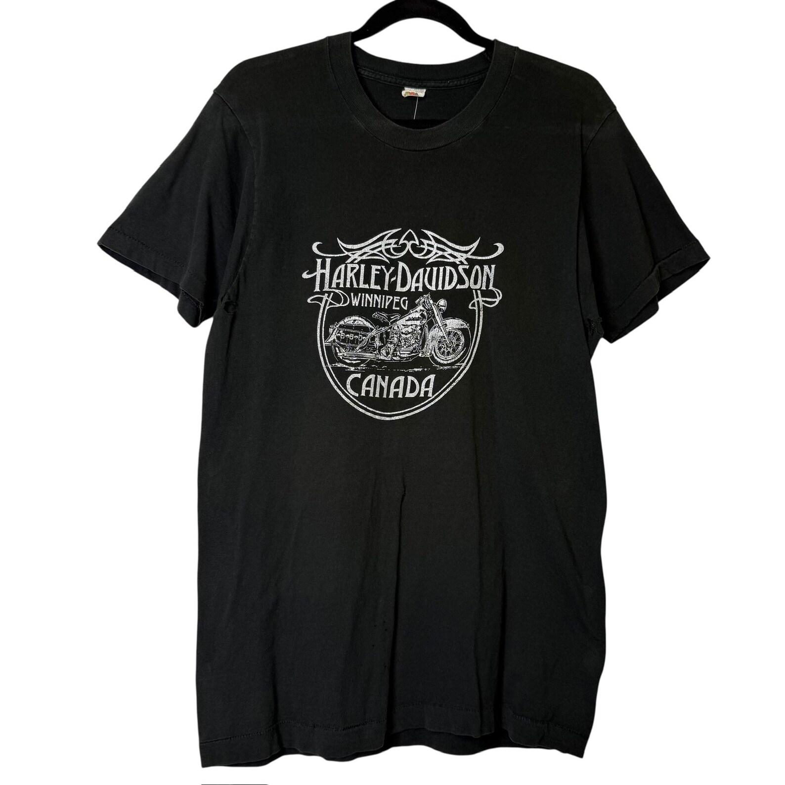 90 s Harley Davidson Winnipeg Canada T shirt Sz L (B1399) 3XL