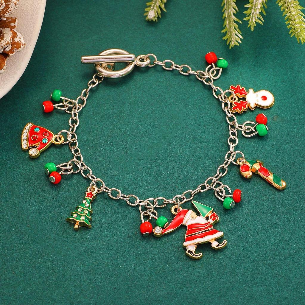 Fashion Christmas Elk Socks Snowman Christmas Tree Pendant Bracelet