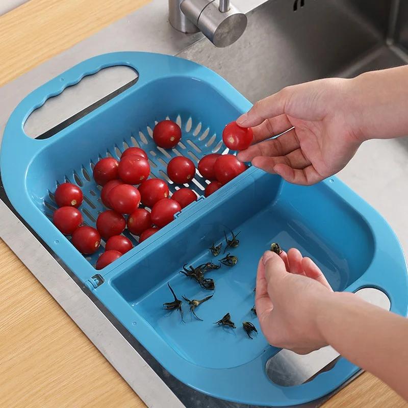 Tragbarer Faltbarer Abtropfkorb Kunststoff Gemüsewaschbecken Haushalt Waschen Aufbewahren Obstkörbe Siebe Küchenwerkzeuge