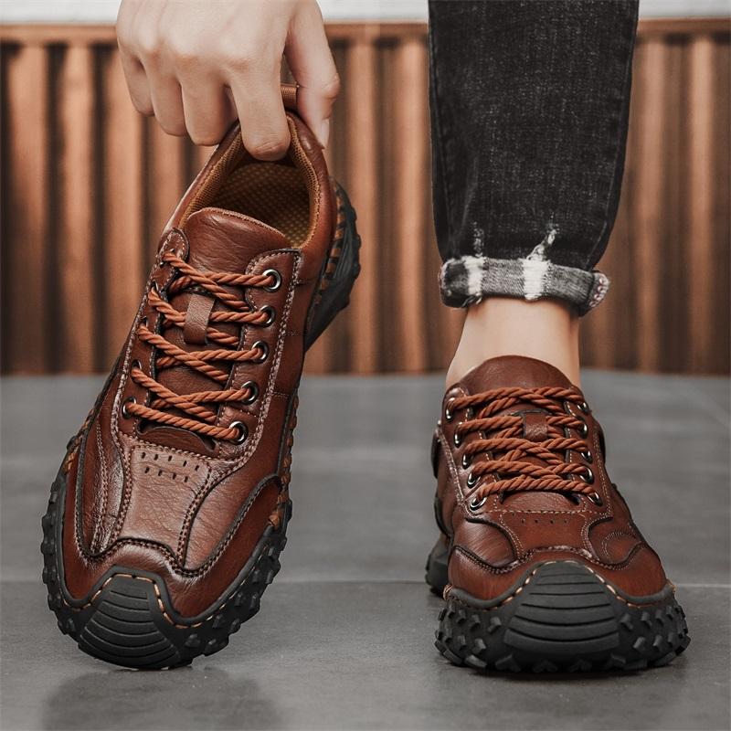 Fashion 2025 New Leather Mens Casual ShoesMen Treking Footwear  Leisure Walk Man Flats New Arrival Driving Shoes All-match Hiking Shoes