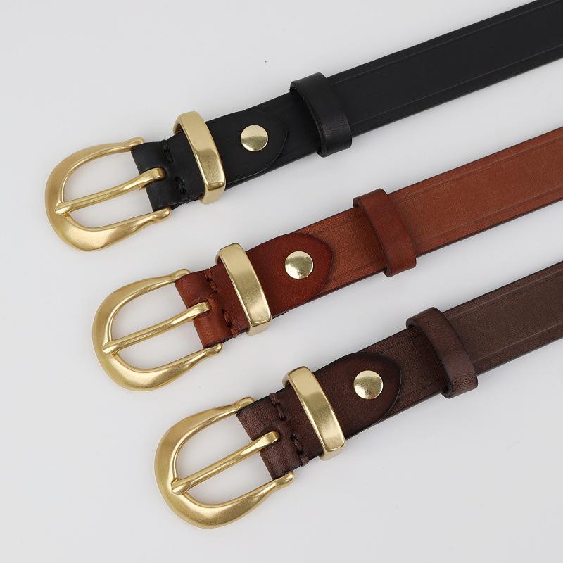 2024 Women's Korean Style Genuine Leather Belt - Trendy, Versatile, Retro Cowhide Denim Waistband