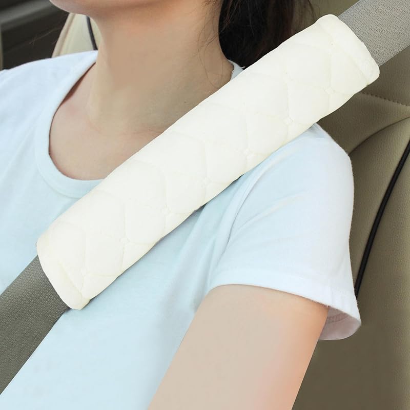 Amooca Soft Auto Seat Belt Cover Seatbelt Shoulder Pad 2 PCS for a More Comfortable Driving Compatible with All Cars and Backpack Black
