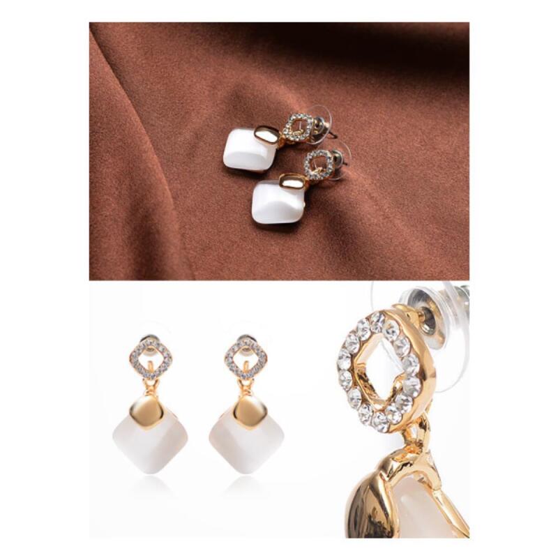 Women's Square Cubic Point Drop Earrings