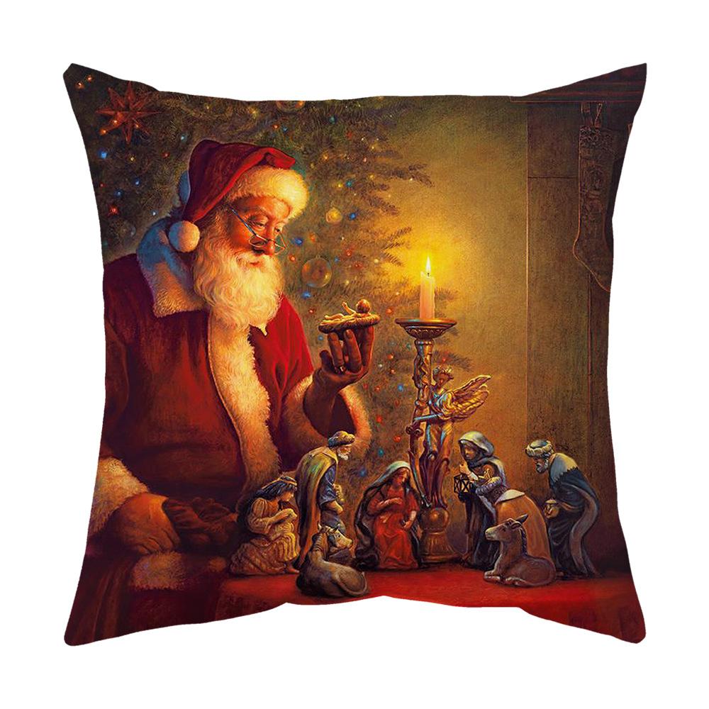 Pillow Cover Christmas Red Santa Claus Pillow Printed Cushion Pillow Cover