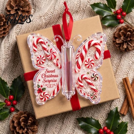 Santa Claus Ornament Christmas Cash Gift Ornament, Acrylic Butterfly Money Holder with Built‑in Unique Gifts Clear Compartment, Holiday Hanging for