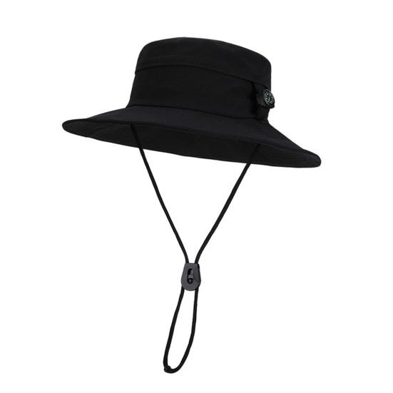 Fisherman Hat Adjustable Size Wide Brim Quick Drying Bucket Hat with Compass Design Foldable Outdoor Sun Protection Hat