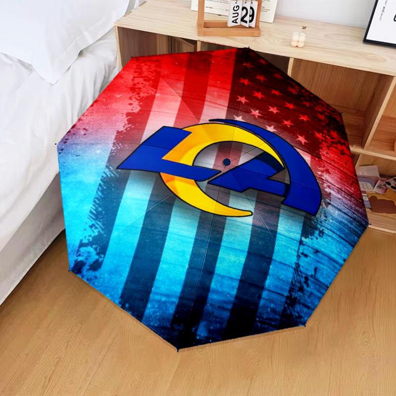 1PC Rams Team Spirit Printed Umbrella Folding umbrella, automatic umbrella 8-Frame for Travel, camping Fan gifts Christmas Gifts