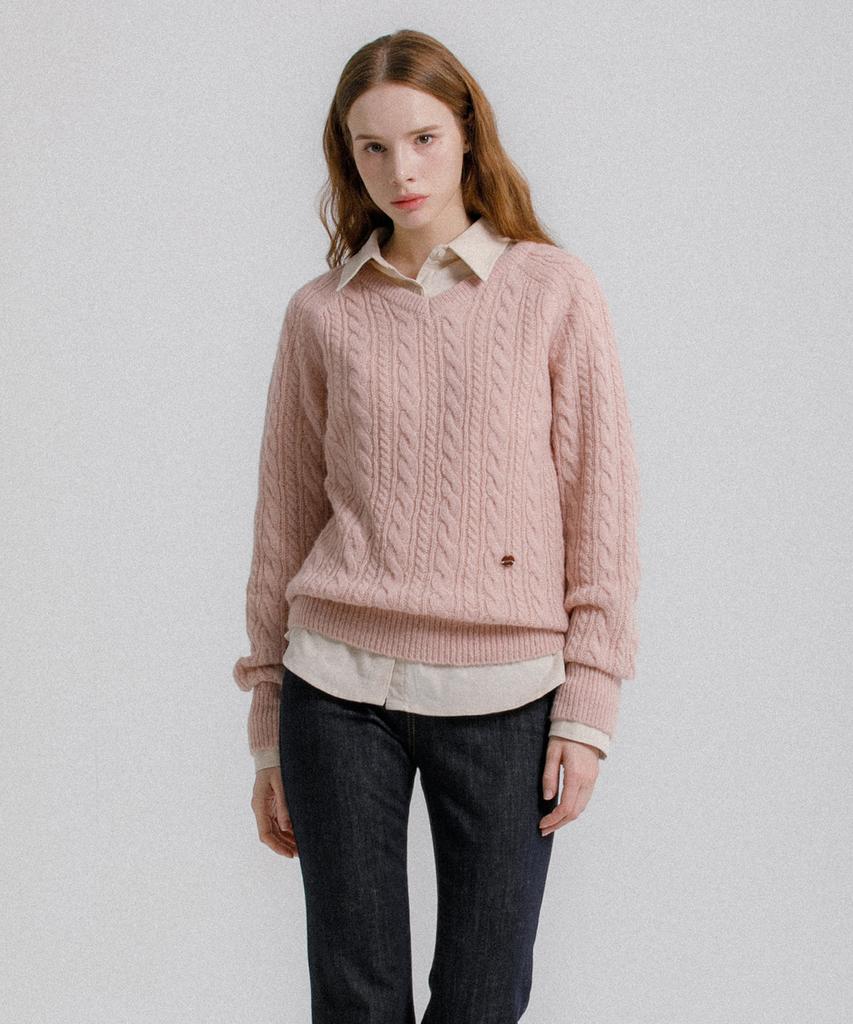 Eilubeu Cable V-Neck Knit Aaqlpo001P