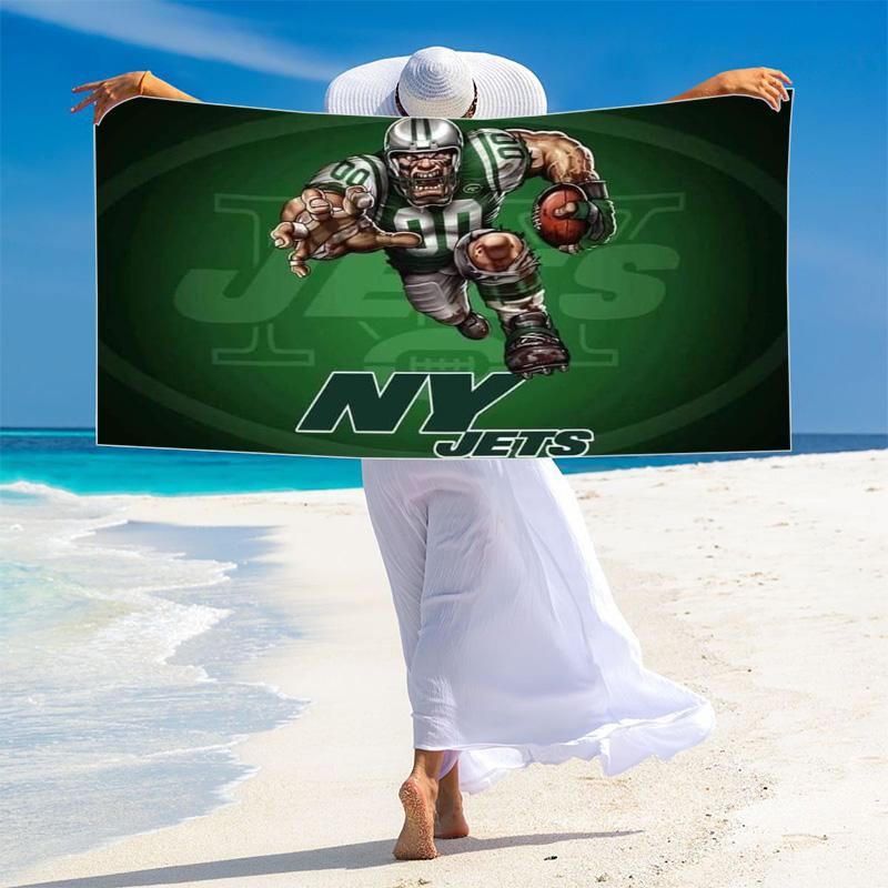 New York Jets Print Strandtuch, Großes Weiches Schnelltrocknendes Handtuch für Strand Camping Schwimmen