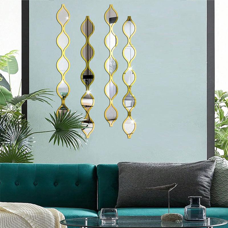12Pcs Water Droplet Acrylic Mirror Decor Wall Stickers Tear Bead Art Decoration Mirror Stickers Bathroom Mirrors Room Decoration