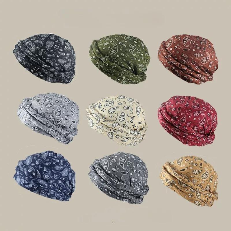 Men Women Paisley Print Headscarf Pirate Hat Outdoor Sport Cycling Bandana Sweat Absorbant Muslim Turban Bohe Style Head Wrap