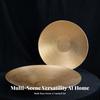 Antique Gold-Tone Round Tray Sturdy Aluminum Long-Lasting for Coffee Table