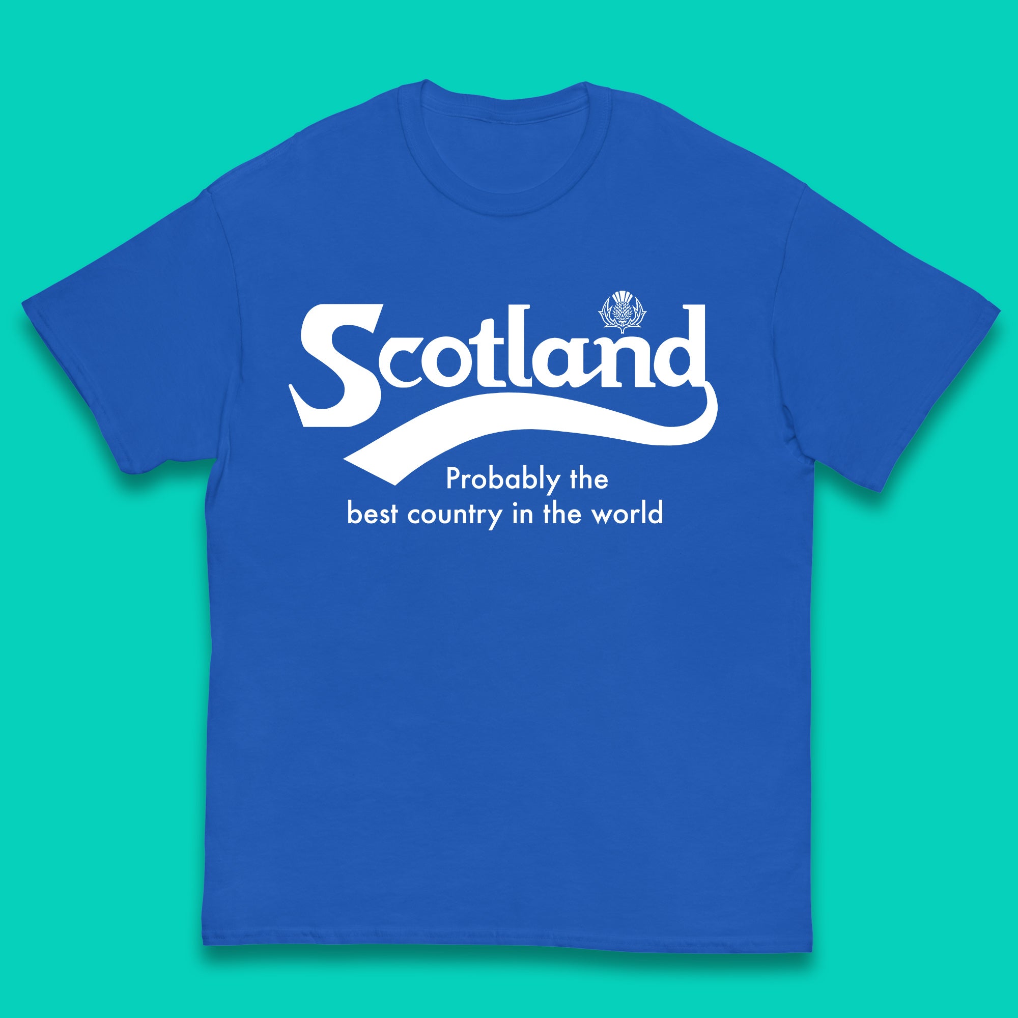 Scotland Probably The Best Country In The World Country Name in Fancy Type with Baseball Style Swoosh Underline Kids T Shirt 110
