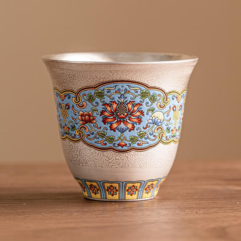 Cloisonné Silver Enamel Gilded Gongfu Tea Tasting Cup Tasting Cup