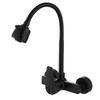 Black/Brushed Wall Mount 2 Function 360 Degree Rotating Kitchen Faucet Hot and Cold Water Sink Faucet Sprayer Faucet