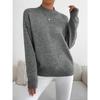 Solid Color Loose Knit Top Semi High Neck Pullover Long Sleeved Sweater Women Autumn and Winter