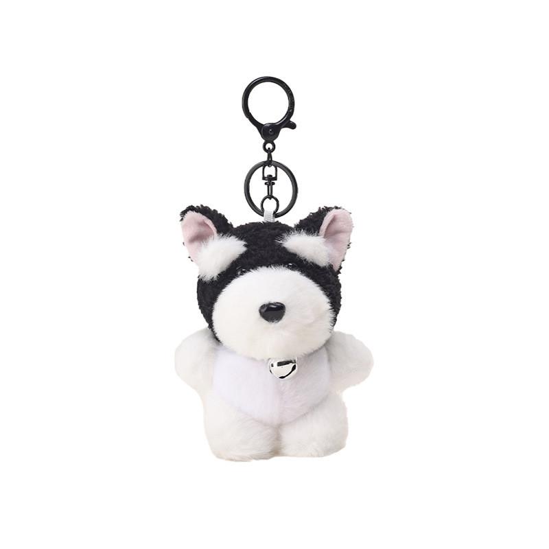 Plush Schnauzer Keychain With Bell For Bag Decoration And Gift For Dog Lovers