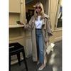 Women Casual Lace Up Long Trench Coat Chic Solid Color Full Sleeve Lapel Windbreaker New Fashion Loose Commute Jackets
