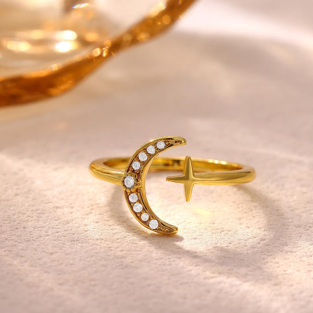 New 2026 Rings For Women Heart Double-Layer Gold Color Anillos Geometric Stars Moon Punk Vintage Ring Party Jewelry Her Gift