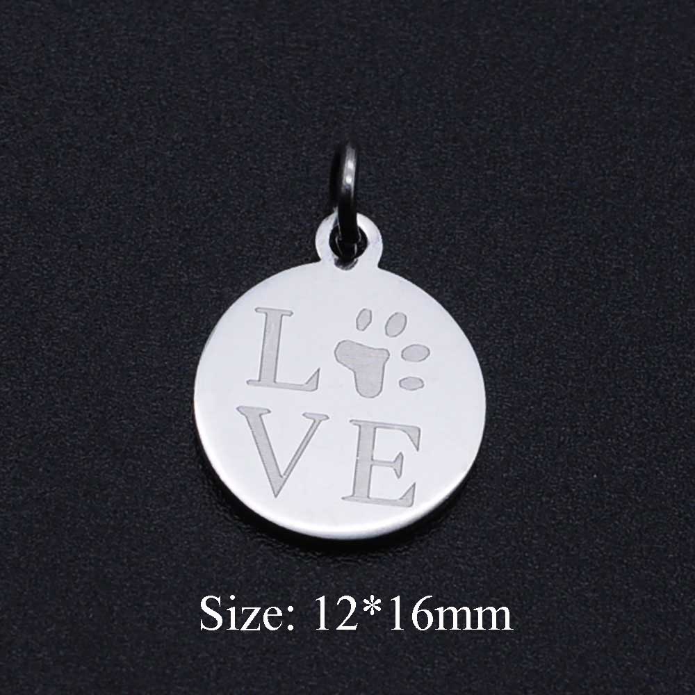 

10pcs/lot diy love pet dog paw stainless steel charm pendant unicorn flamingo jewelry bracelet connector charms