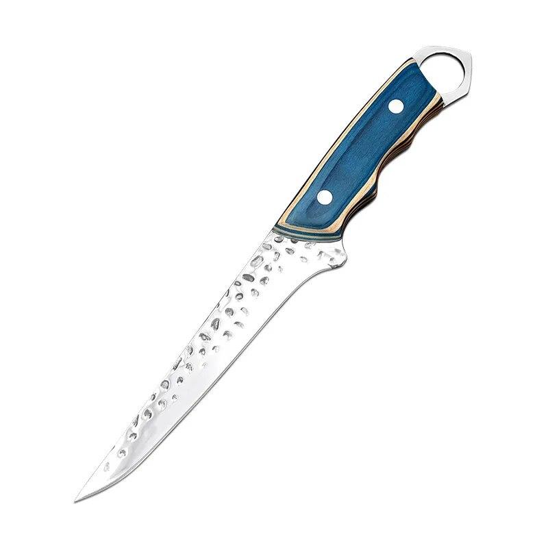 Sada nožů z nerezové oceli Krájecí nůž Nůž Santoku Univerzální vykosťovací nůž Barbecue nůž s dřevěnou rukojetí