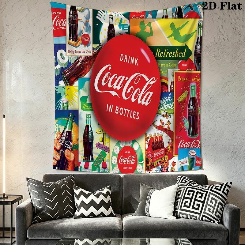 Cocacola Bottles Ice Bucket Tapestry Wallmounted Fashion Print Atmospheric Background Cloth Wall Decoration Wall Covering Decoration