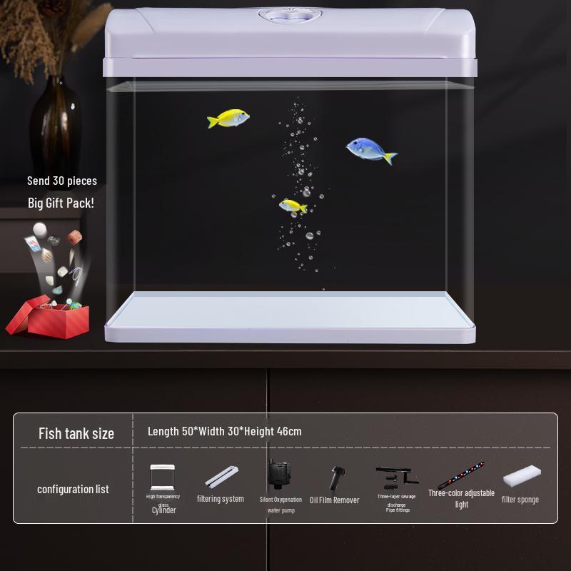 Filtru Acvariu de Sticlă All-in-One și Oxigenator - Acvariu Mic de Birou Eco-Friendly 2025.