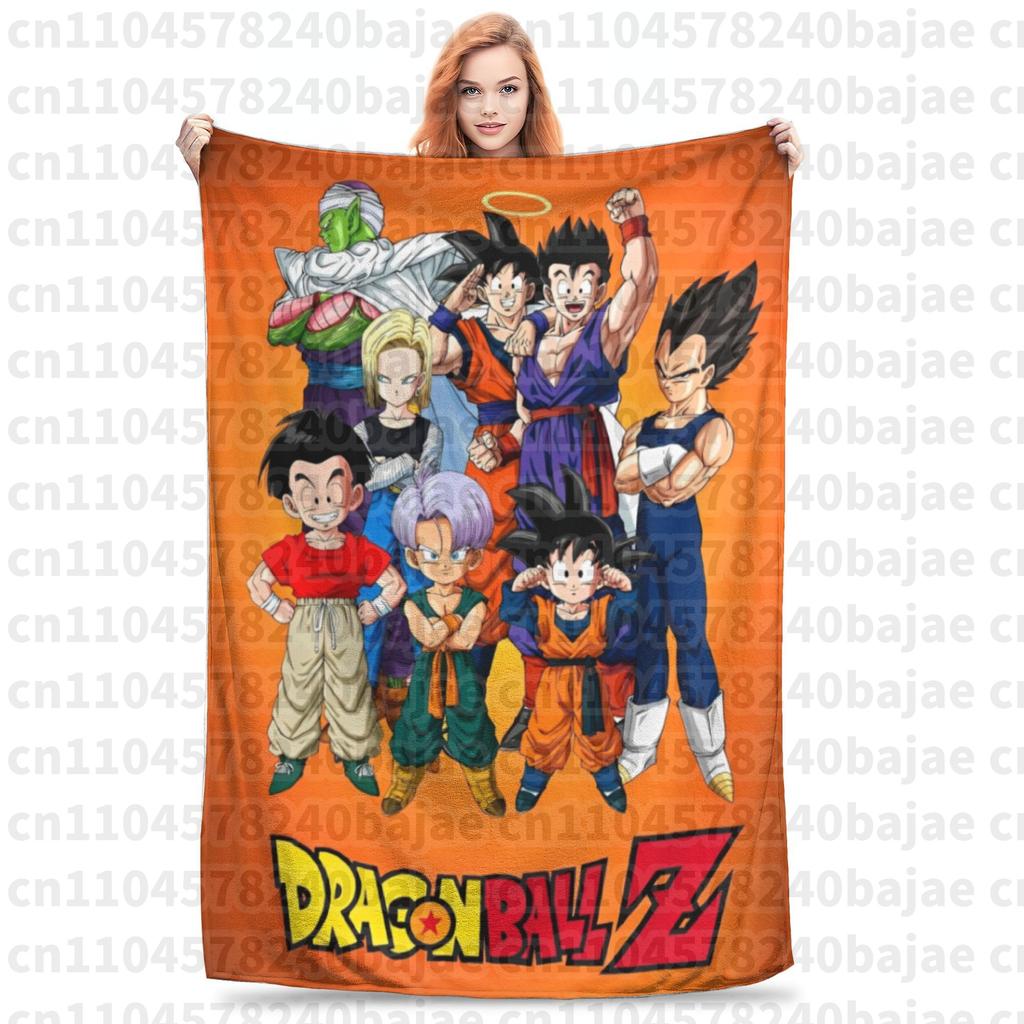 Dragon Ball Z Knitted Blanket Flannel Anime Son Goku Soft Throw Blankets for Bed Bedroom Quilt