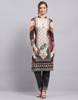 MONTE CARLO Womens Printed Cream Round Neck 3/4th Sleeve Kurti Set