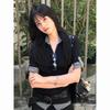 Magliette da Donna Top Chic Colore a Contrasto Plaid Top Moda Casual