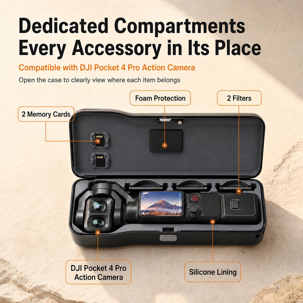 Shockproof Hard Carrying Case for DJI Pocket 4 Pro Portable Storage Box Waterproof Dustproof Soft Foam Lining Camera Accessory