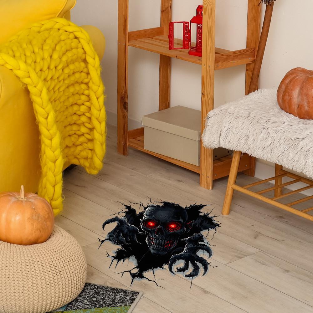 Scary Wall Halloween Breaking Skull Bedroom Living Room Home Stickers Decoration