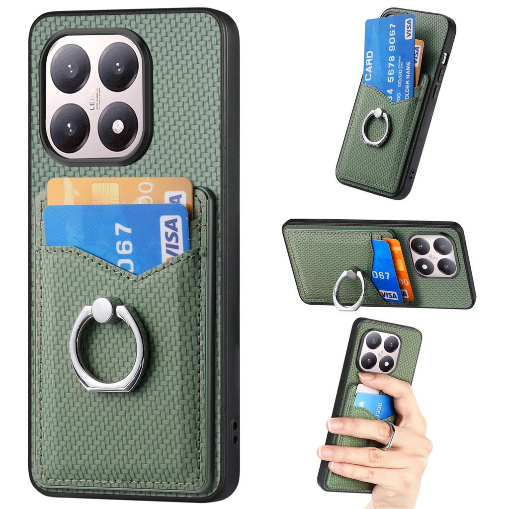 For Xiaomi 15T Case PU Leather Coated PC+TPU Phone Cover with Ring Holder Card Slots