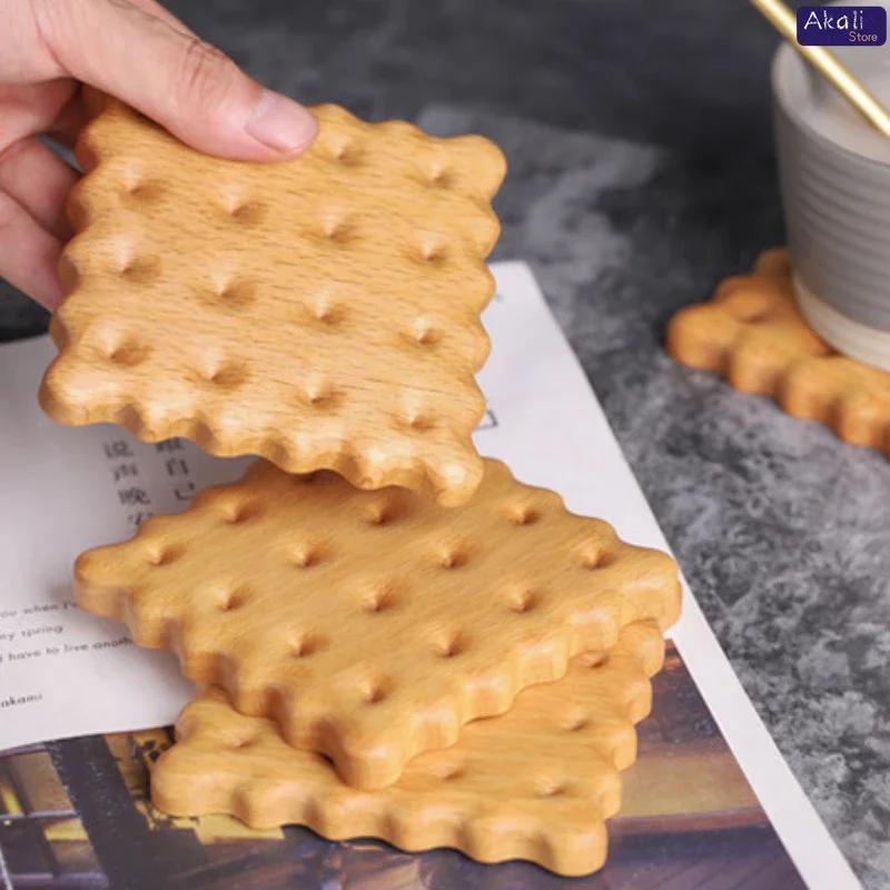 Biscuit Wood Coaster Mug Milk Cup Coffee Coaster Desktop Decoration Wood Color Teacup Insulation Pad