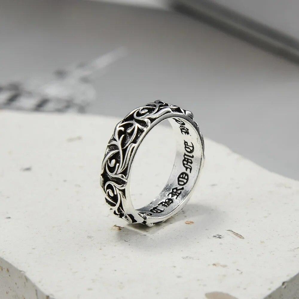 Bagues gothiques en argent Sterling avec croix de personnalité, bijoux pour hommes et femmes amoureux, créateur de tendances rétro thaïlandais en argent éternel en rotin
