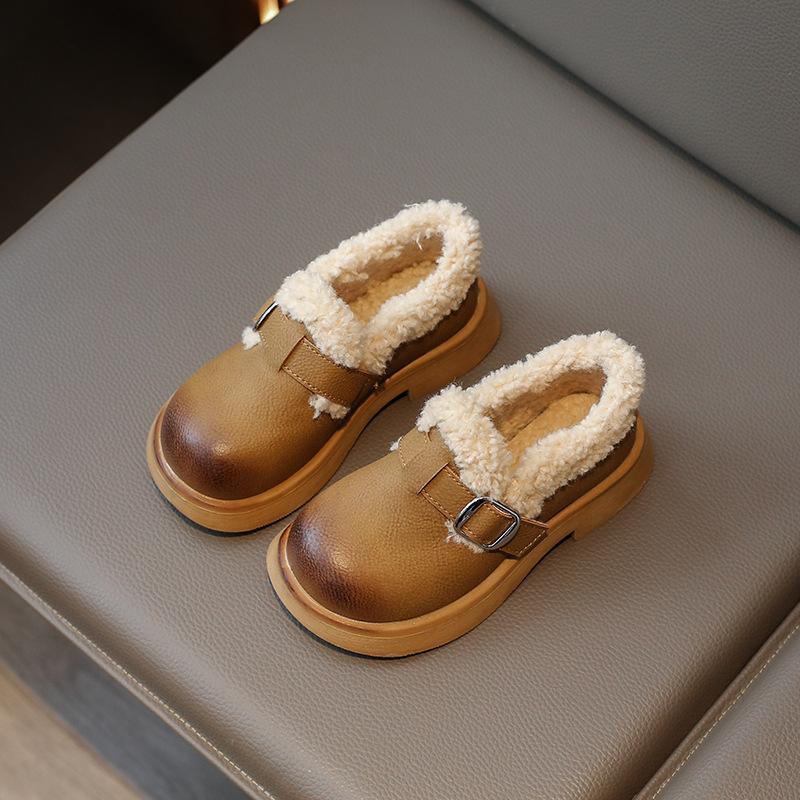 

Детская кожаная обувь, зимняя, новая, из хлопка, шерстяная обувь для мальчиков, обувь для девочек из бархата и толстого теплого материала для принцессы 36