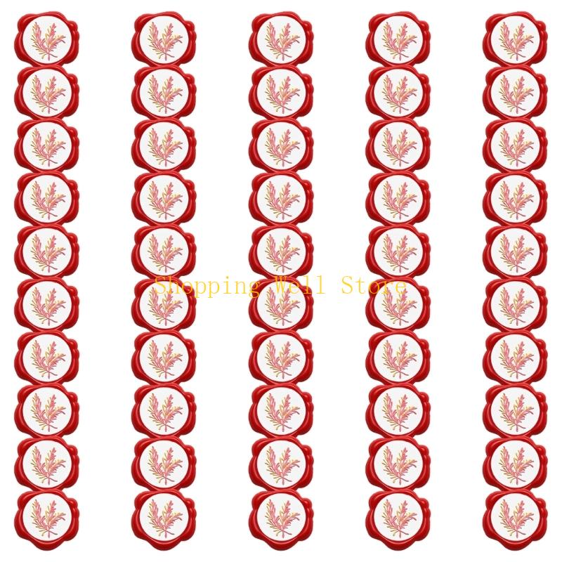 KX4B Pack of 50 Heart Wax Seal Sticker Waterproof Decoration Use
