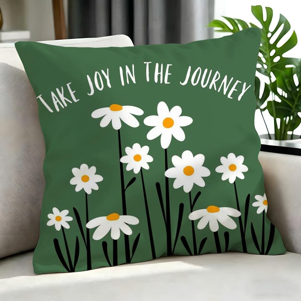 SSimple Daisy Text Cartoon Print Cushion Cover Cushion Cover Set Pcs x x x Pillowcase Decorative Sofa Home Decor