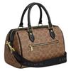 COACH Rowan 25 Metal Logo Zip Closure Coated Canvas Shoulder Crossbody Tote Medium Women's Tan and Black