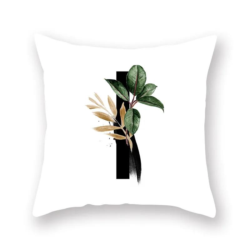 

Подушка для дивана, оптовая продажа, скандинавский стиль, растительный английский алфавит, наволочка из персиковой кожи 40x40cm