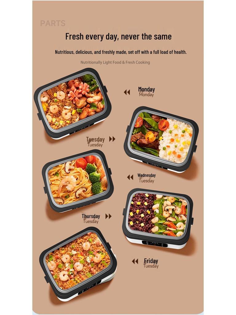 Wireless Portable Heating Lunch Box - Large Capacity, Water-Free, Ideal for Students and Office Workers