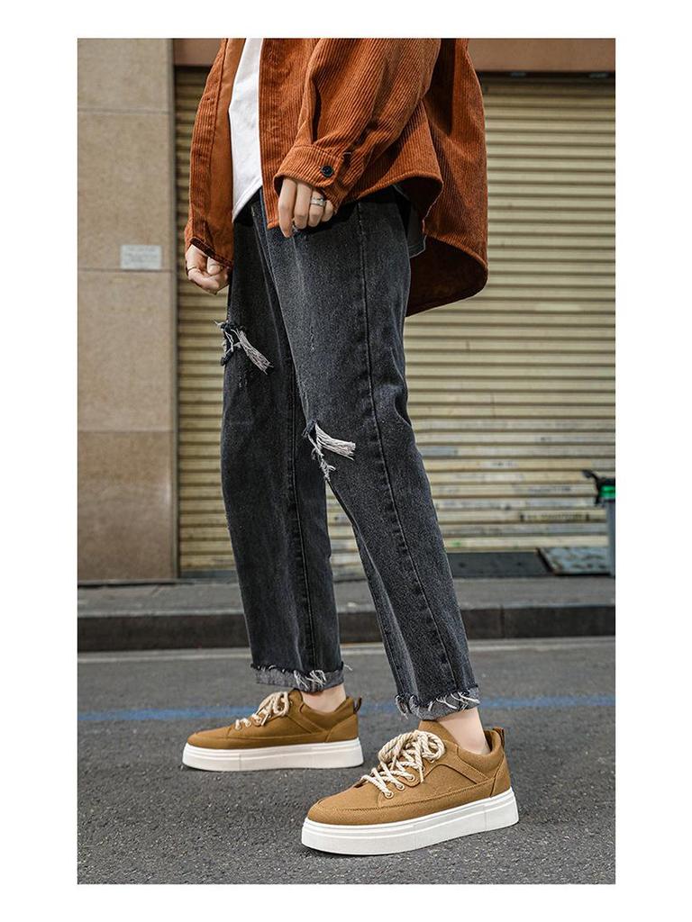 Men's Height-Boosting Thick-Soled Canvas Shoes - Breathable Summer Retro Lace-Up Sneakers