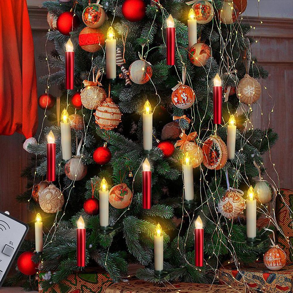 10PCS Candle Lights Battery Operated Christmas Tree Decor Christmas Tree Candles with Clips  for Party/Holiday Decoration