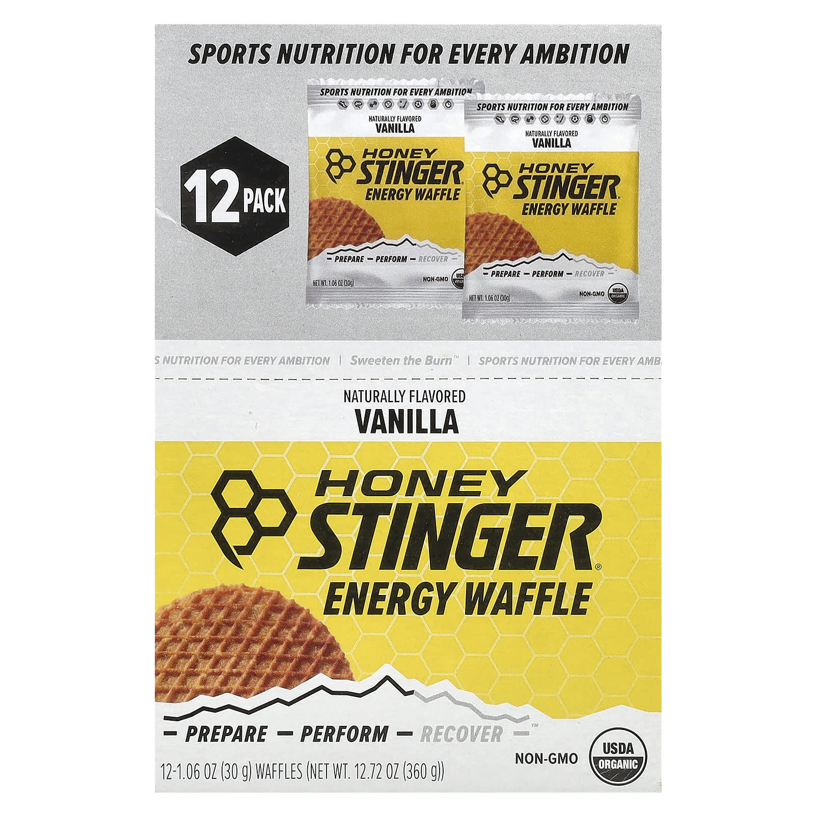 

Honey Stinger, энергетические вафли, ваниль, 12 упаковок, 30 г (1,06 унции) каждый