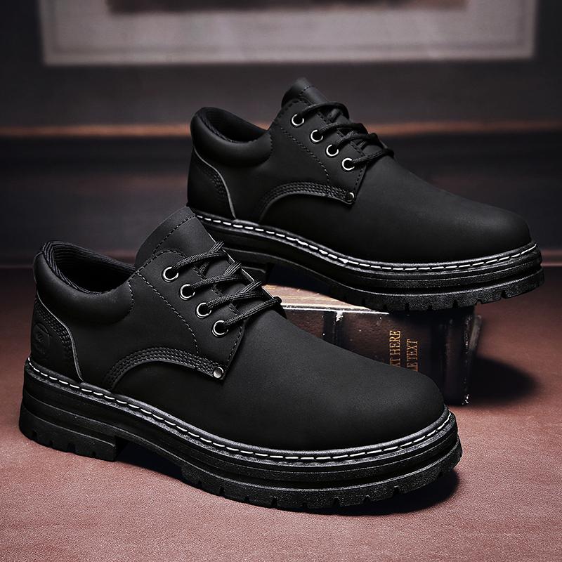 Neue Herrenschuhe Plateau Schnürer Britischer Stil Lässig Dicke Sohle Rutschfest Luxus Motorradschuhe Zapatos Mujer