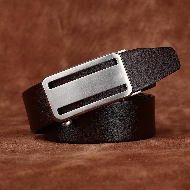 High-End Stainless Steel Automatic Buckle Belt Men'S Genuine Leather First Layer Cowhide Simple Business Dress Pants Belt Men'S
