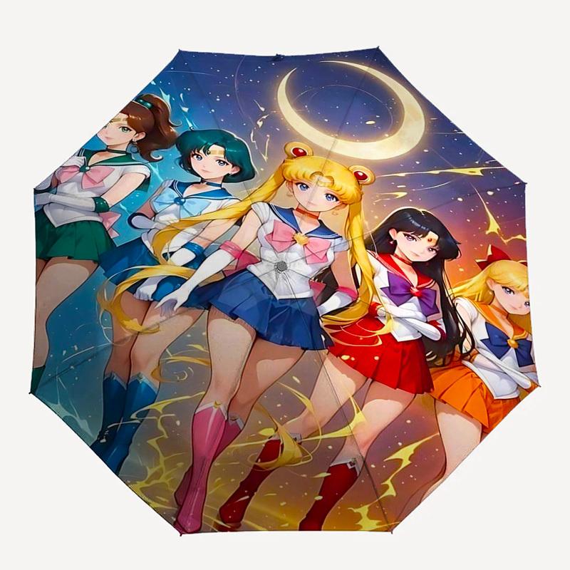 1pc Sailor Moon Umbrella Auto-Open Close with Foldable Design, Iron Frame, Outdoor Use, Perfect Gift for Fans, Travelers, Daily Use.M039