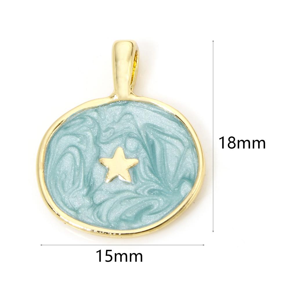1 Piece Brass Concise Brass Moon Lighting Charms For Jewelry Making 18K Real Gold Plated Irregular Pentagram Star Enamel Pendant