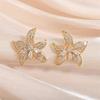 ZAKOL Sliver Color Shiny Tiny Zircon Starfish Lily Flower Shape Stud Earrings Luxury Bridal Wedding Zircon for Women
